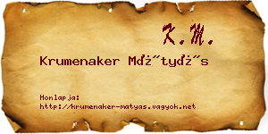 Krumenaker Mátyás névjegykártya